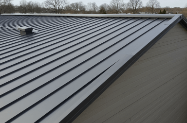 aerial view of a metal roof